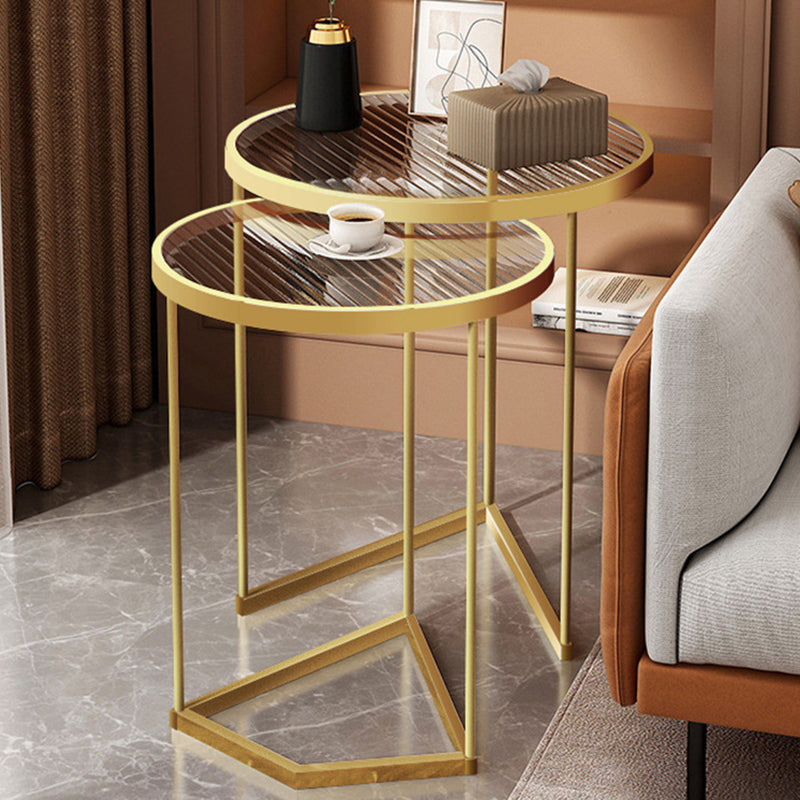 Contemporary Nordic Round Iron Transparent Glass Side Table 1 - Tier For Living Room