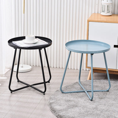 Table d'appoint ronde minimaliste moderne en acier plein 1 - Plateau pour salon 