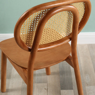 Contemporary Scandinavian Square Rubberwood Rattan Dining Chair Backrest For Dining Room