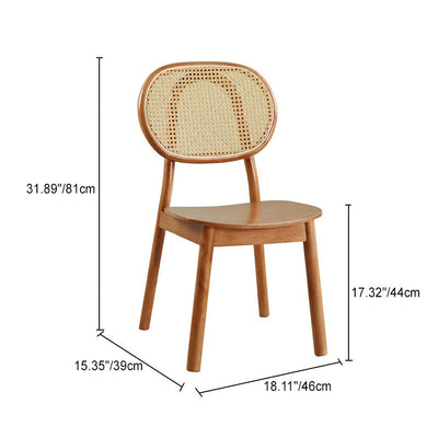 Contemporary Scandinavian Square Rubberwood Rattan Dining Chair Backrest For Dining Room