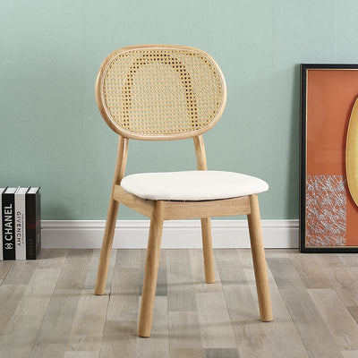 Contemporary Scandinavian Square Rubberwood Rattan Dining Chair Backrest For Dining Room