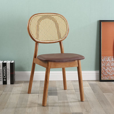 Contemporary Scandinavian Square Rubberwood Rattan Dining Chair Backrest For Dining Room