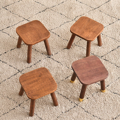 Modern Minimalist Square Wooden Low Stool For Living Room