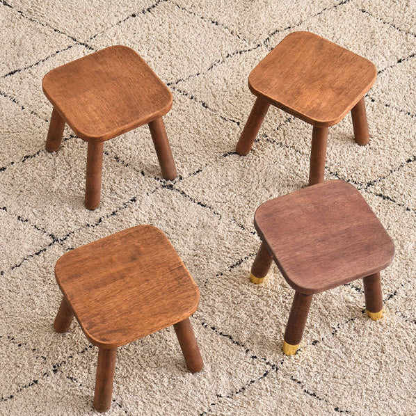 Modern Minimalist Square Wooden Low Stool For Living Room