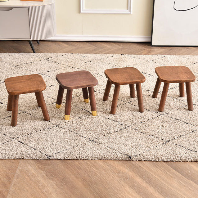 Modern Minimalist Square Wooden Low Stool For Living Room