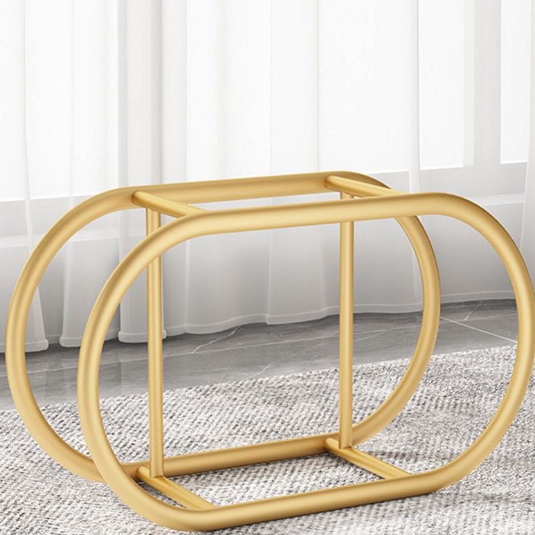 Modern Minimalist Long Oval Velvet Fabric Steel Frame Low Stool For Living Room