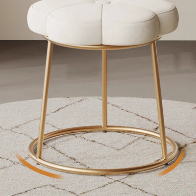 Modern Minimalist Floral Velvet Steel Frame Vanity Stool For Bedroom