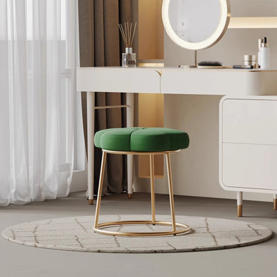 Modern Minimalist Floral Velvet Steel Frame Vanity Stool For Bedroom