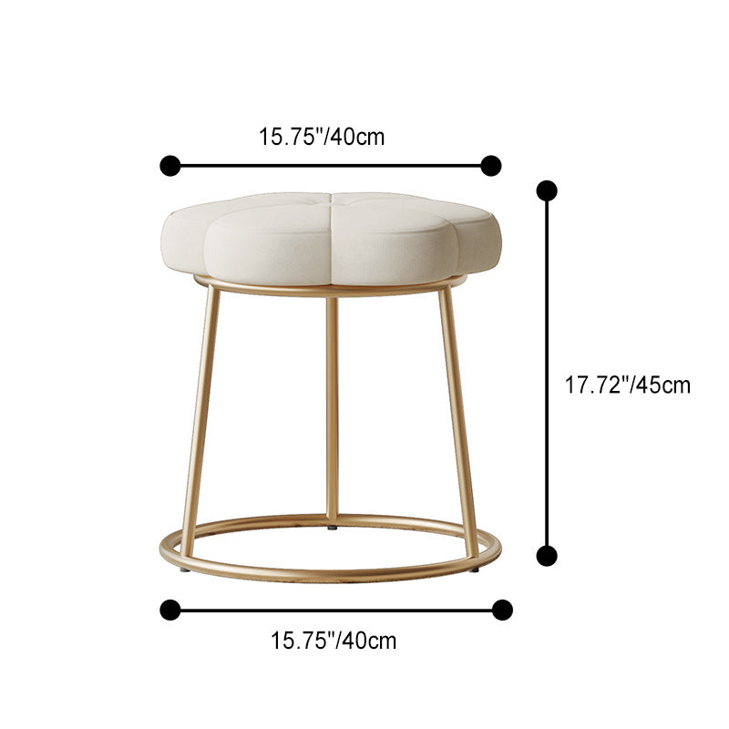 Modern Minimalist Floral Velvet Steel Frame Vanity Stool For Bedroom