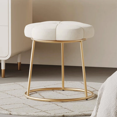 Modern Minimalist Floral Velvet Steel Frame Vanity Stool For Bedroom