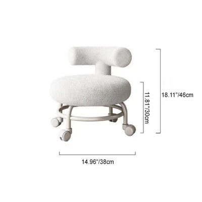 Modern Minimalist Round Upholstered Lambswool Steel Frame Low Stool Curved Backrest For Living Room