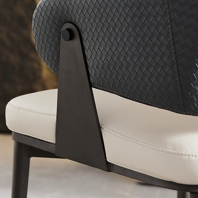 Modern Luxury Square Upholstered Leather Metal Frame Dining Chair Curved Backrest For Dining Room