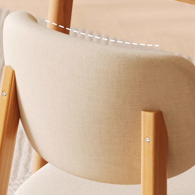 Modern Minimalist Square Upholstered Cotton Linen Solid Wood Dining Chair Curved Backrest For Dining Room