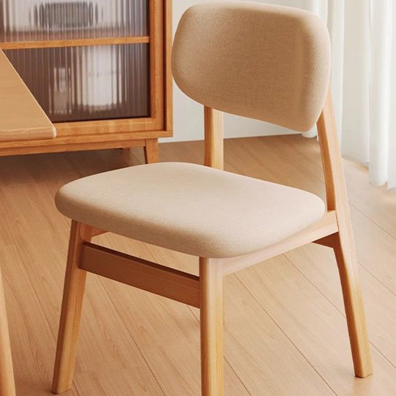 Modern Minimalist Square Upholstered Cotton Linen Solid Wood Dining Chair Curved Backrest For Dining Room