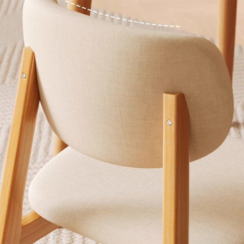 Modern Minimalist Square Upholstered Cotton Linen Solid Wood Dining Chair Curved Backrest For Dining Room