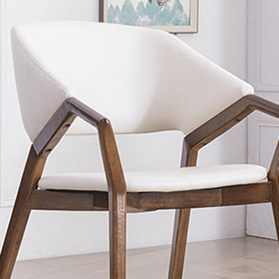 Modern Minimalist Square Leather Solid Wood Dining Chair Curved Backrest For Dining Room