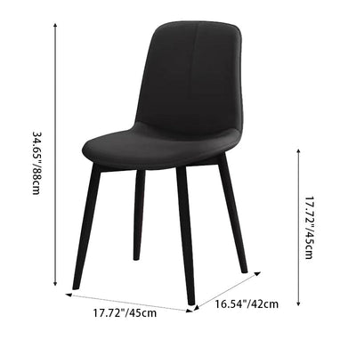 Modern Minimalist Rectangular Upholstered Leather Carbon Steel Dining Chair Backrest For Dining Room