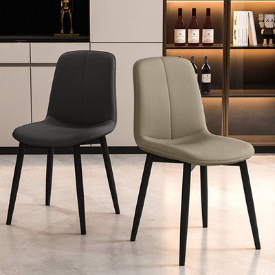 Modern Minimalist Rectangular Upholstered Leather Carbon Steel Dining Chair Backrest For Dining Room