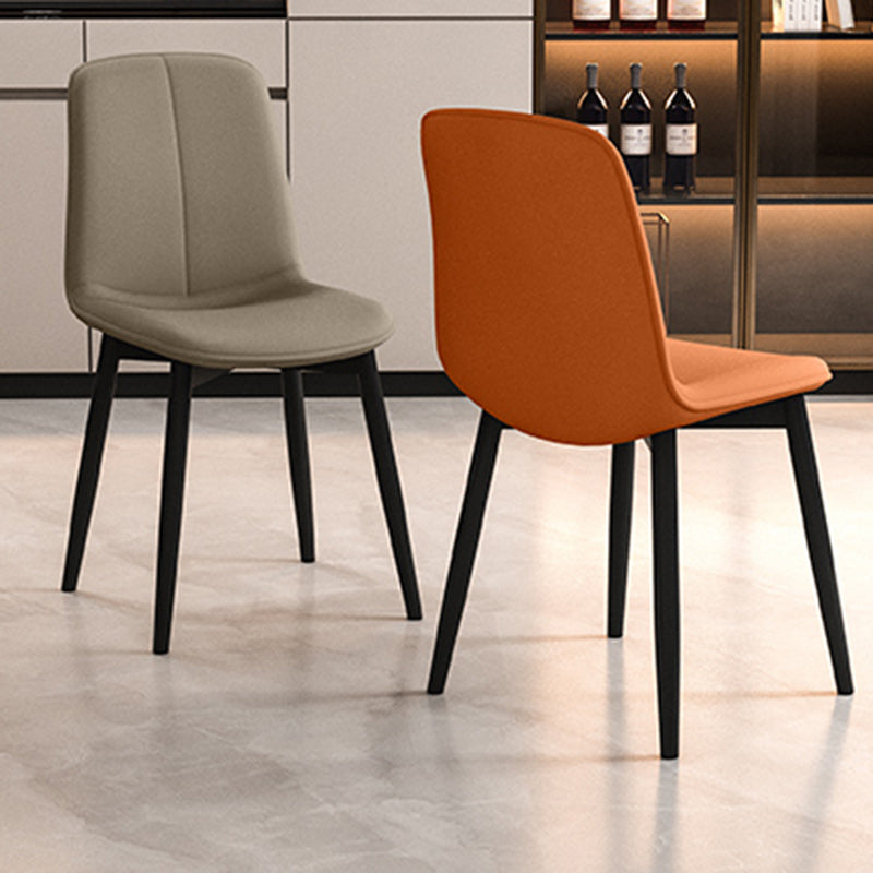 Modern Minimalist Rectangular Upholstered Leather Carbon Steel Dining Chair Backrest For Dining Room