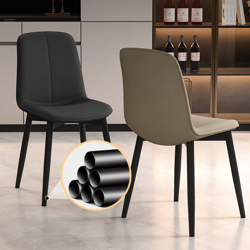 Modern Minimalist Rectangular Upholstered Leather Carbon Steel Dining Chair Backrest For Dining Room