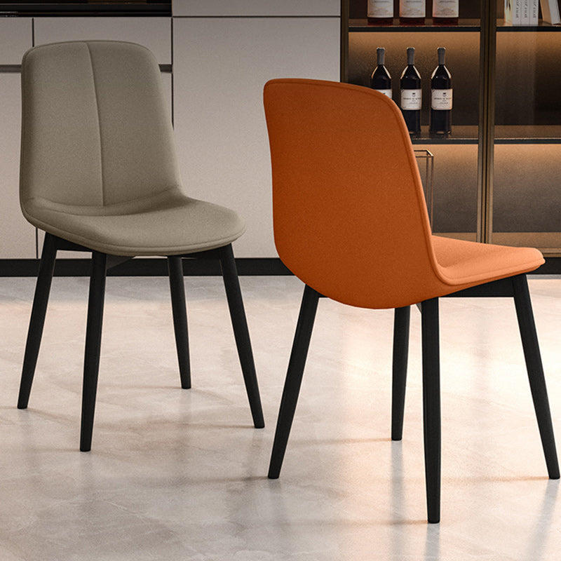 Modern Minimalist Rectangular Upholstered Leather Carbon Steel Dining Chair Backrest For Dining Room