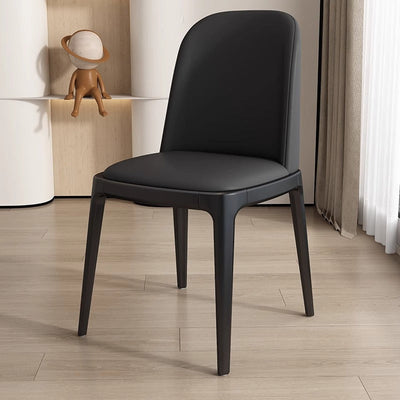 Contemporary Nordic Square Leather Solid Wood Dining Chair Curved Backrest For Dining Room