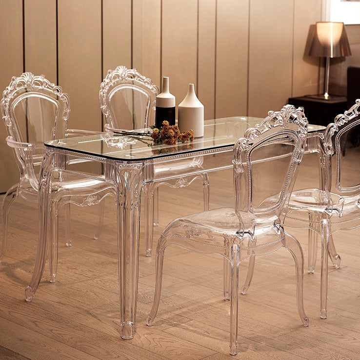 Modern Minimalist Wedding Square Carved Acrylic Plastic Dining Chair Backrest For Dining Room