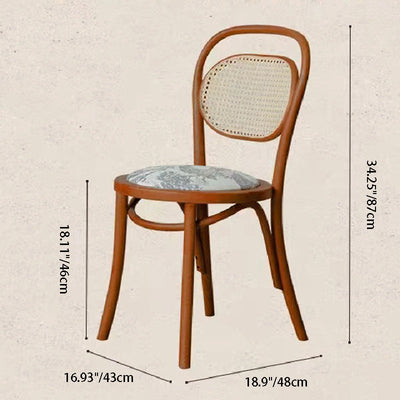 Contemporary Nordic Round Rattan Wood Fabric Chair Backrest Armless For Living Room