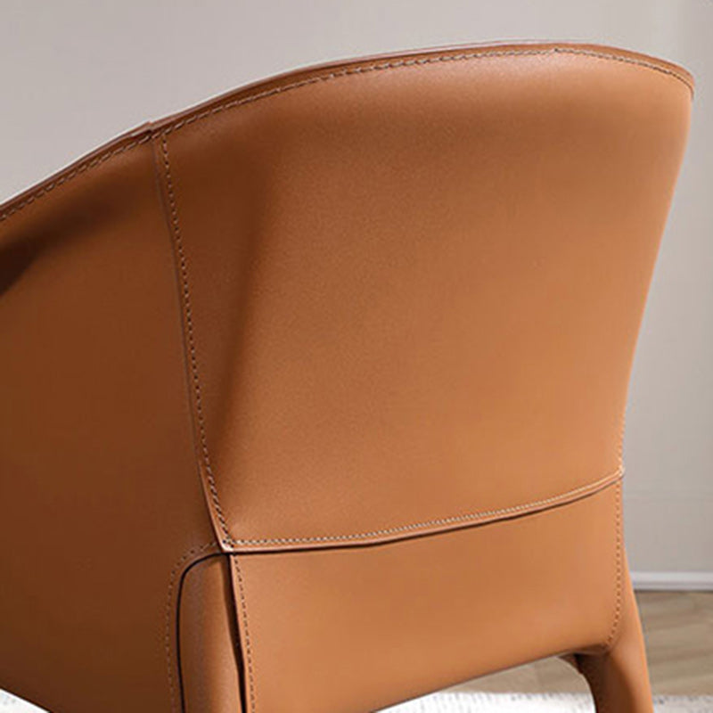 Contemporary Scandinavian Square Leather Steel Chair Backrest Armrest For Living Room