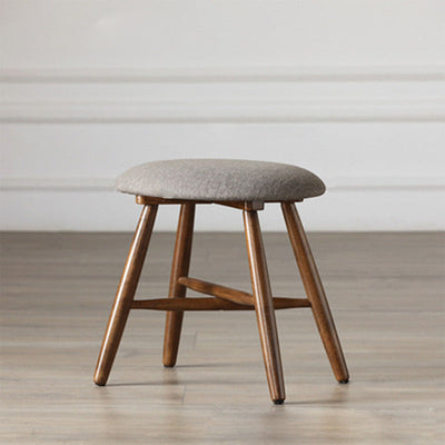 Contemporary Scandinavian Round Fabric Wood Footstool Backless Armless For Living Room