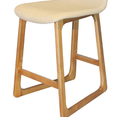 Contemporary Scandinavian Rectangular Wood Fabric Bar Stool Footrest For Dining Room