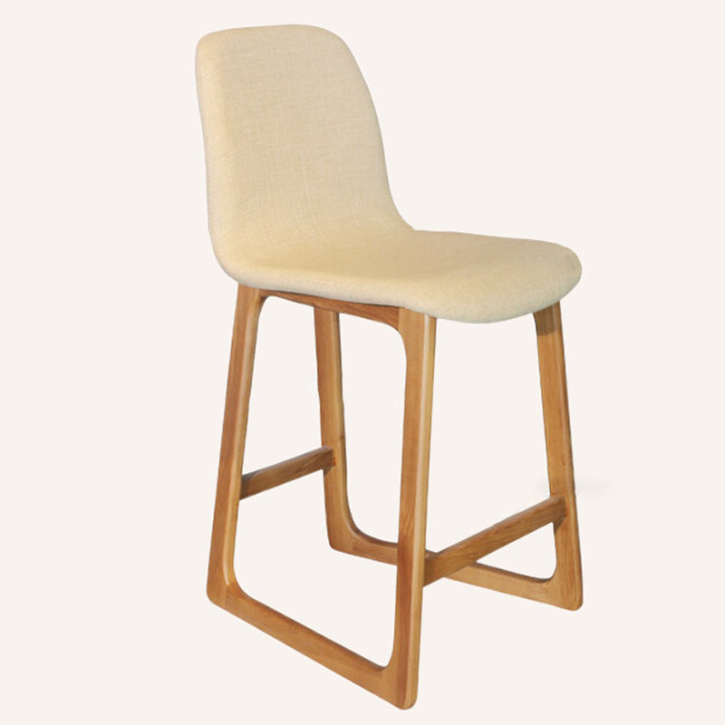 Contemporary Scandinavian Rectangular Wood Fabric Bar Stool Footrest For Dining Room