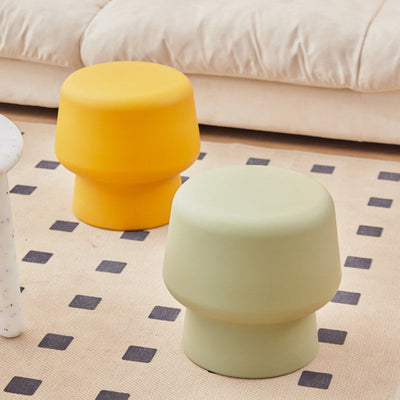 Contemporary Nordic Round Plastic Footstool Backless Armless For Living Room