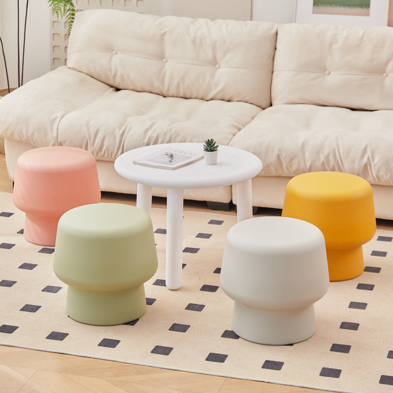 Contemporary Nordic Round Plastic Footstool Backless Armless For Living Room