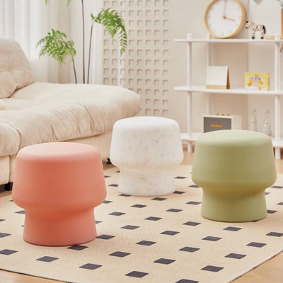 Contemporary Nordic Round Plastic Footstool Backless Armless For Living Room