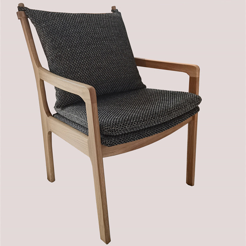 Contemporary Scandinavian Square Wood Fabric Chair Backrest Armrest For Living Room