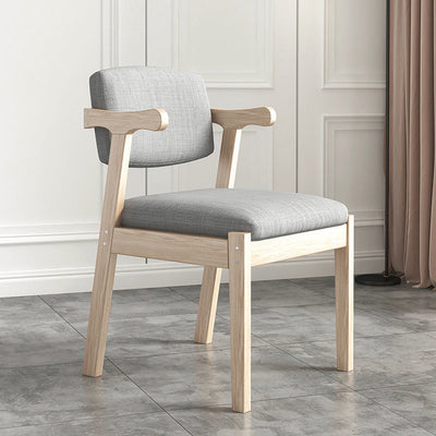 Contemporary Nordic Square Fabric Wood Chair Backrest Armrest For Living Room