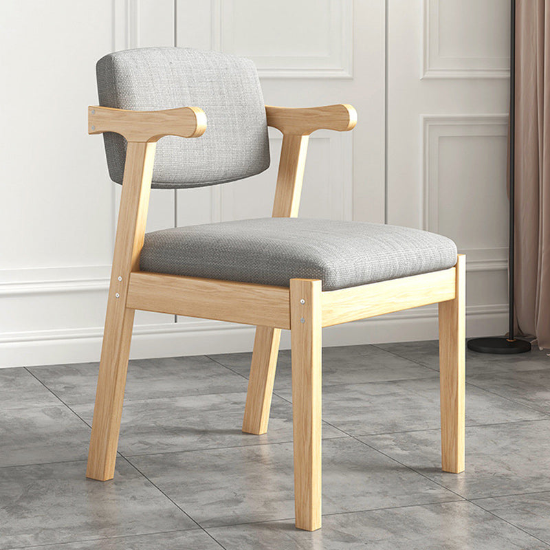 Contemporary Nordic Square Fabric Wood Chair Backrest Armrest For Living Room