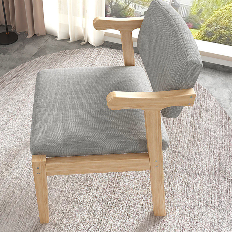 Contemporary Nordic Square Fabric Wood Chair Backrest Armrest For Living Room