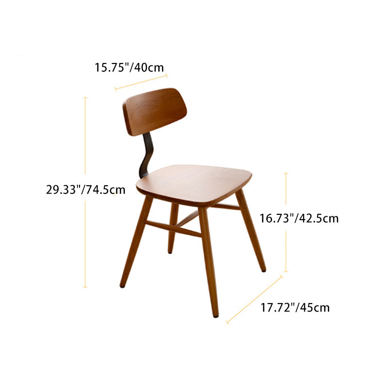 Zeitgenössischer skandinavischer quadratischer Eisen-Holz-Stuhl Rückenlehne ohne Armlehnen für Wohnzimmer 