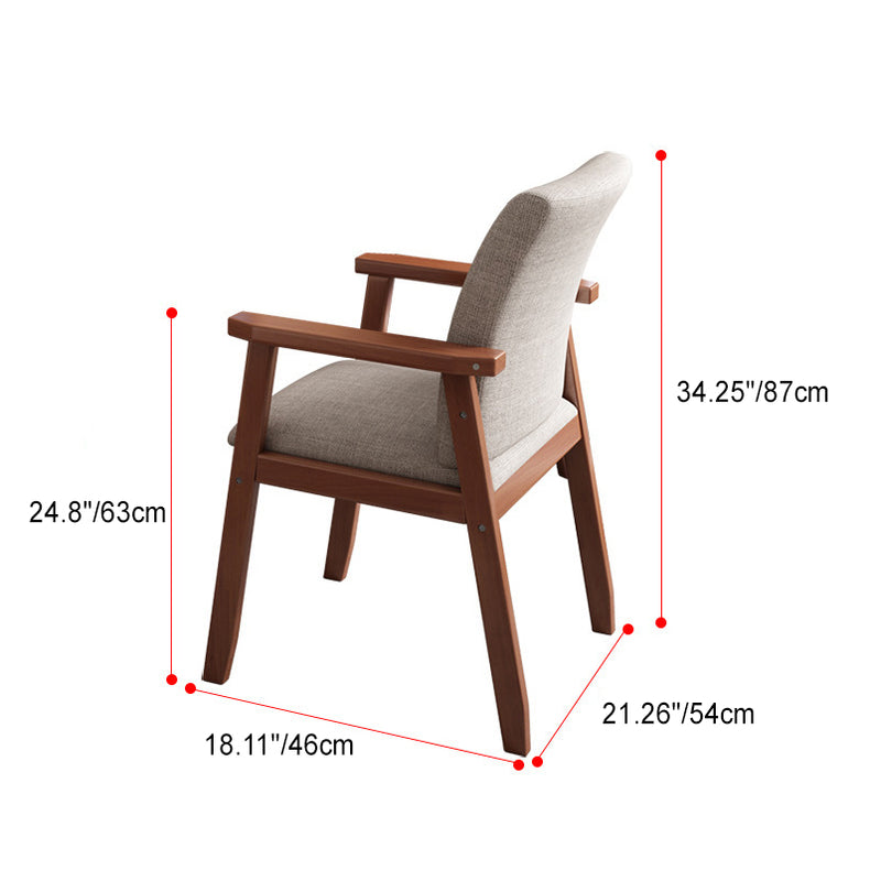 Contemporary Scandinavian Square Wood Fabric Chair Backrest Armrest For Living Room