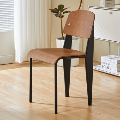 Contemporary Scandinavian Square Wood Chair Backrest Armless For Living Room