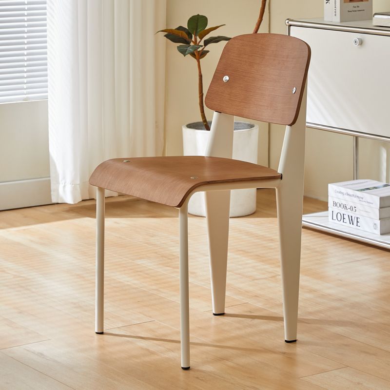 Contemporary Scandinavian Square Wood Chair Backrest Armless For Living Room