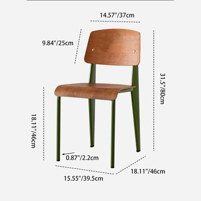 Contemporary Scandinavian Square Wood Chair Backrest Armless For Living Room