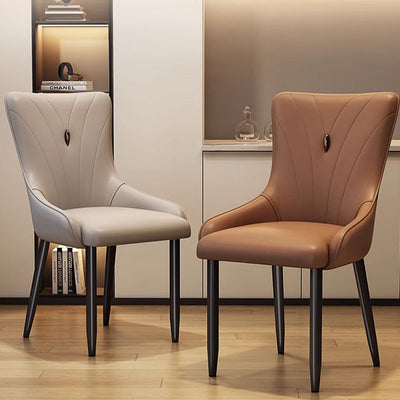 Contemporary Nordic Square Leather Upholstered Carbon Steel Legs Dining Chair Backrest For Dining Room