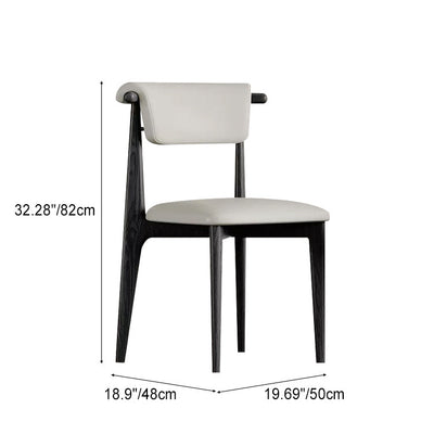 Contemporary Scandinavian Square Wood Leather Upholstered Dining Chair Backrest For Dining Room