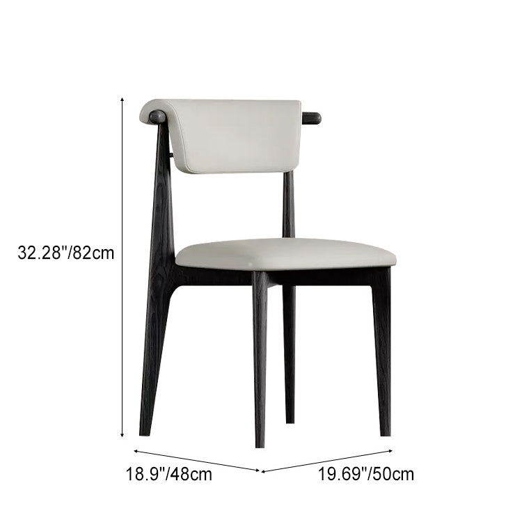 Contemporary Scandinavian Square Wood Leather Upholstered Dining Chair Backrest For Dining Room