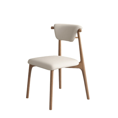 Contemporary Scandinavian Square Wood Leather Upholstered Dining Chair Backrest For Dining Room