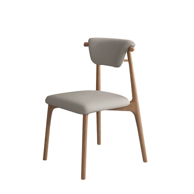 Contemporary Scandinavian Square Wood Leather Upholstered Dining Chair Backrest For Dining Room