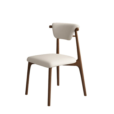 Contemporary Scandinavian Square Wood Leather Upholstered Dining Chair Backrest For Dining Room